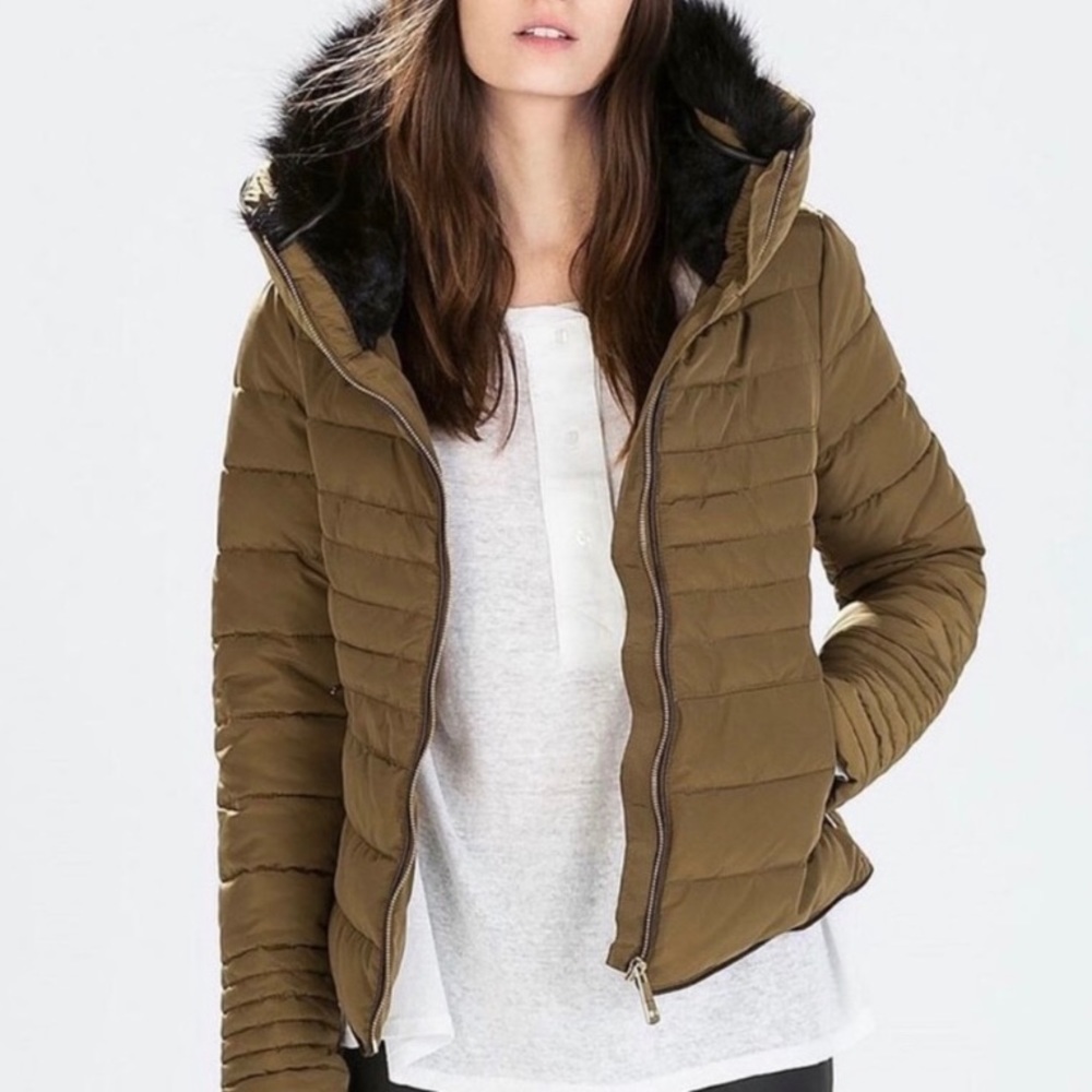 ZARA puffer coat with gold tone hardware
